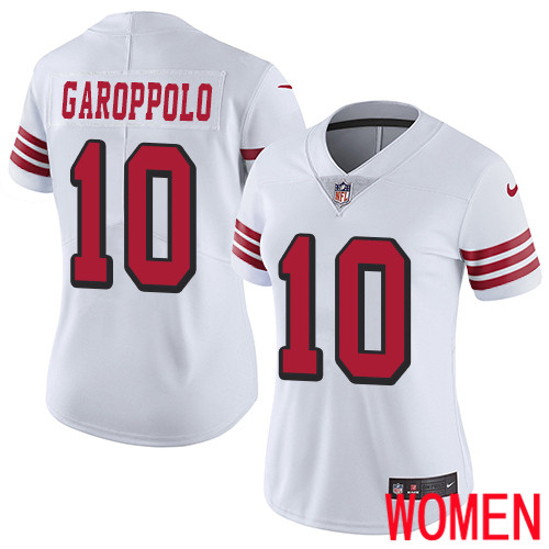 San Francisco 49ers Limited White Women #10 Jimmy Garoppolo NFL Jersey Rush Vapor Untouchable->youth nfl jersey->Youth Jersey